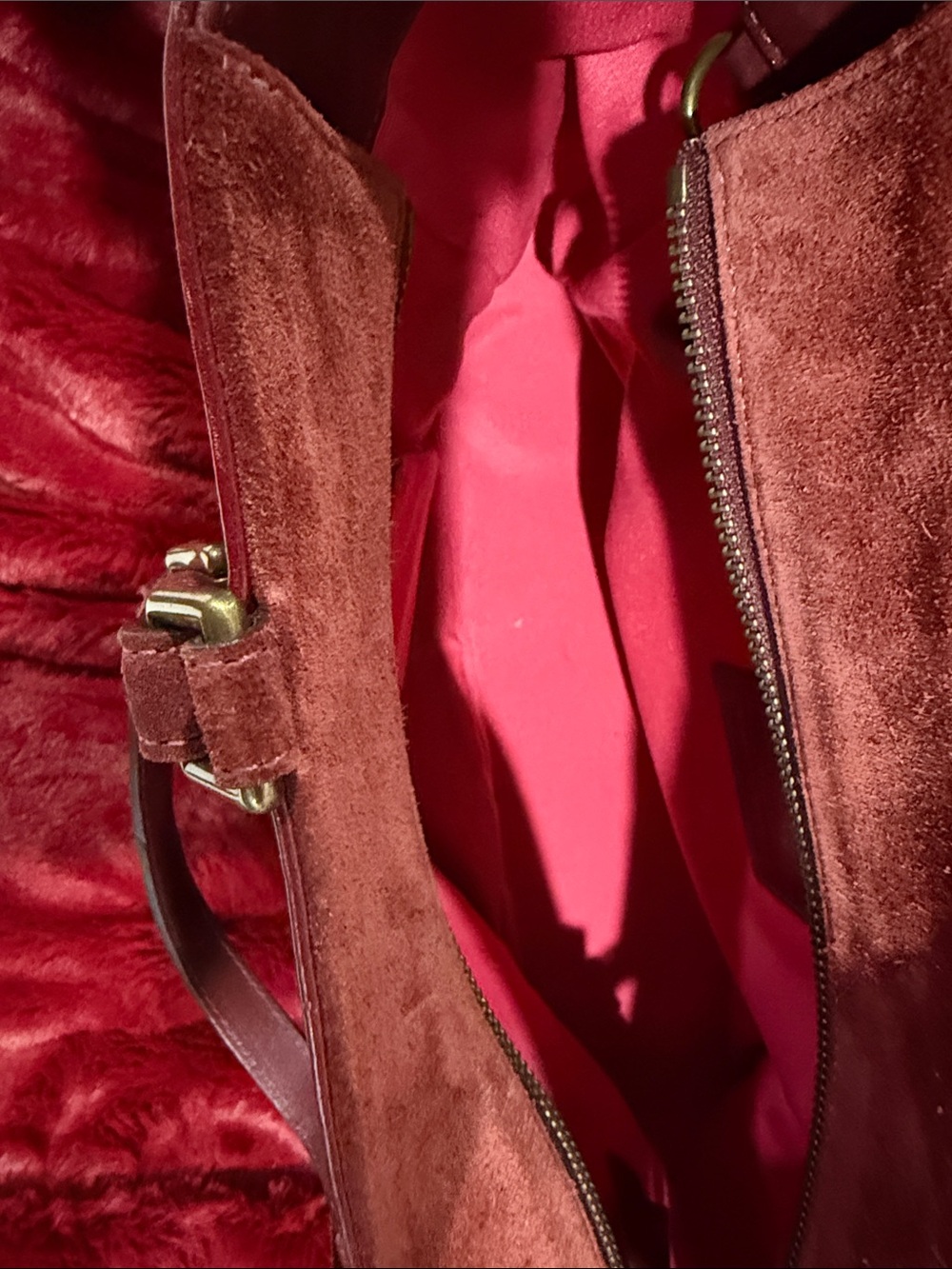 Vintage Coach Burgundy Suede Tote - Picture 6 of 6